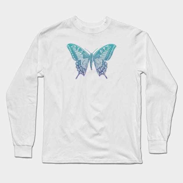 Blue butterfly Long Sleeve T-Shirt by Blacklinesw9